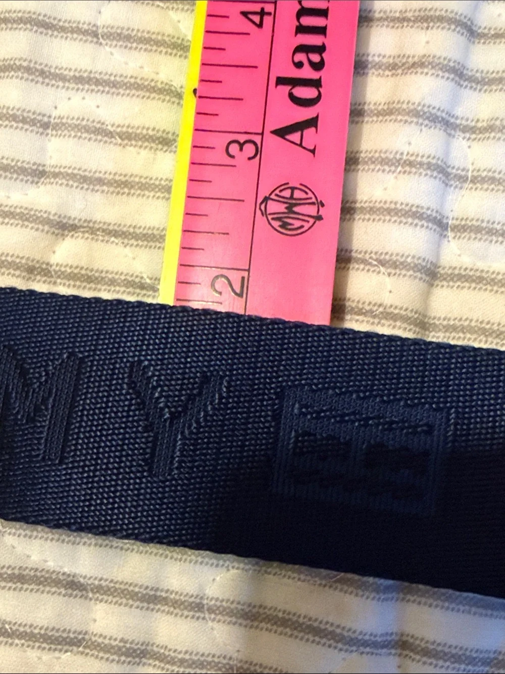 Tommy Hilfiger Dark Blue Embossed Logo Adjustable Strap with Silver Hardware